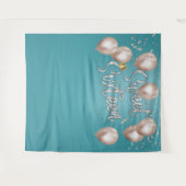 スイート16 モダンターコイズ ガール 16歳の誕生日テープ タペストリー (正面(横))