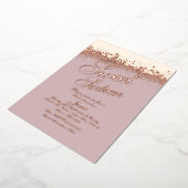 スイート16 ローズゴールド プレスド グリッター 箔招待状 (回転した状態)