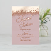 スイート16 ローズゴールド プレスド グリッター 箔招待状 (立ち正面)
