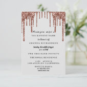 スイート16 ローズドレス グリッター ドリップ ブラック グレー 招待状 (スタンド正面)