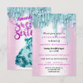 スイート16 ローズ フラワールドレス 青ドリップス 招待状 (正面/裏面)