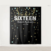 スイート16 誕生日 フォトブース 背景 バナー タペストリー (正面)