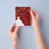 スイート16 赤 ゴールド 白 ドレス 予算 招待状 チラシ (手)