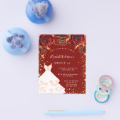 スイート16 赤 ゴールド 白 ドレス 予算 招待状 チラシ (シングル)