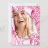 スイート16 15歳 卒業 ピンクグリッター 3Dフレーム 招待状 (正面)