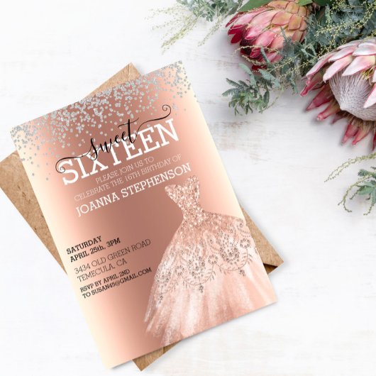 スイート16 16歳の誕生日パーティードレス ダイヤモンド 招待状