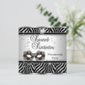 スイート16 16歳の誕生日パーティー ゼブラ マスカレード 招待状 (スタンド正面)