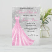スイート16 16歳の誕生日パーティー ピンクのドレス 招待状 (スタンド正面)