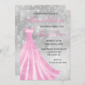 スイート16 16歳の誕生日パーティー ピンクのドレス 招待状 (正面/裏面)