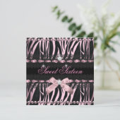 スイート16Sweet sixteenピンクブラックゼブラレース 招待状 (スタンド正面)