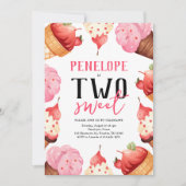 スイート アイスクリーム 2歳の誕生日パーティー 招待状 (正面)