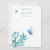 スイート ウォータカラー ブルー バタフライ フローラル ウェディング 招待状 (裏面)