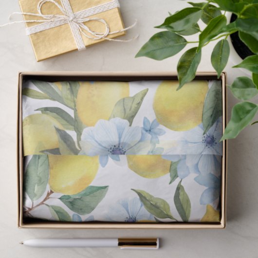 スイート ウォーターカラー レモンと フラワーチューズペーパー 薄葉紙 (ギフト)