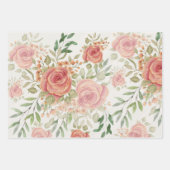 スイート オレンジ ライト アンド ブラッシュ ローズ ウォーターカラー ラッピングペーパーシート (正面2)