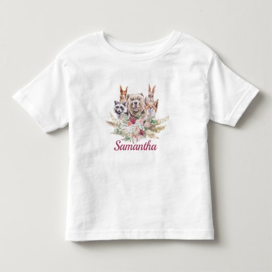 スイート ガール ボーホー 森の動物 トドラーTシャツ (正面)