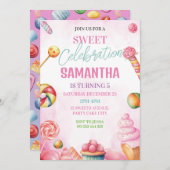 スイート キャンディ バースデー ガール 招待状 (正面/裏面)