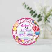 スイート キャンディ ラウンド バースデー パーティー 招待状 (スタンド正面)