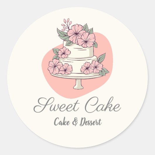スイート ケーキ ベーカリー ケーキ & デザート ロゴ ラウンドシール (正面)
