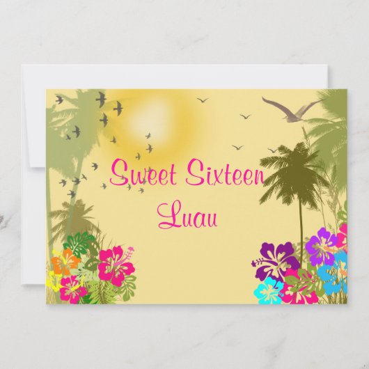 スイート・シックスティーン、ハイビスカス、ハワイアン・ルアウ・パーティーの招待状 招待状 (正面)