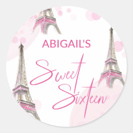 スイート・シックスティーン・ピンク・ホワイト・エッフェル塔 ラウンドシール