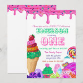 スイート セレブレーション, キャンディーランド, キャンディ スイーツ ドーナツ 招待状 (正面/裏面)