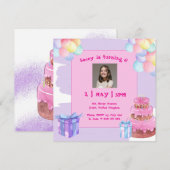 スイート セレブレーション バルーン バースデー インビテーション (正面/裏面)