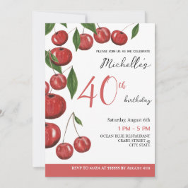 スイート チェリー 水彩画 イラスト 誕生日 招待状