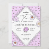 スイート ティーパーティー ラベンダー ブライダル シャワー 招待状 (正面)