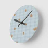 スイート テディベア シームレス パターン - かわいい赤ちゃん ラウンド壁時計 (傾斜)