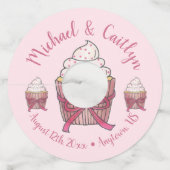 スイート ピンク カップケーキ ブライダル ベイビー シャワー セレブレーション ワイングラスタグ (正面)