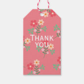 スイート ピンク デイジー ブーケ レトロ パターン サンクス ギフトタグ (正面)