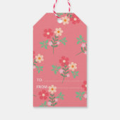スイート ピンク デイジー ブーケ レトロ パターン サンクス ギフトタグ (裏面)