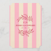 スイート ピンク ベージュ ストライプ ハッチェロレッテ 誕生花 招待状 (裏面)