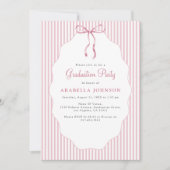 スイート ピンストライプ ピンク ボウ 卒業 招待状 (正面)