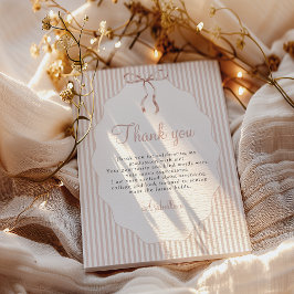 スイート ピンストライプ ベージュ ボウ 卒業 サンキューカード