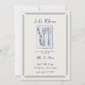 スイート フォーク スプーン ギンガム グリーンナリー リハーサル ディナー 招待状 (正面)