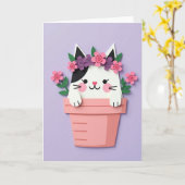 スイート フローラル キャット 母の日 カード (黄色い花)