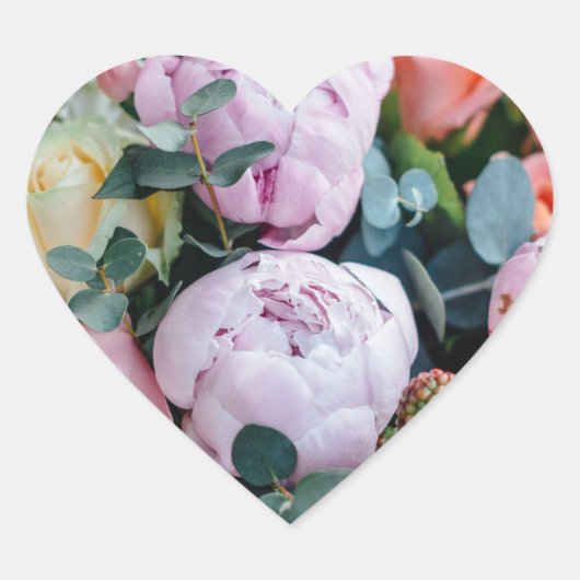 スイート フローラル ブーケ ハート型ラベル ハートシール (正面)