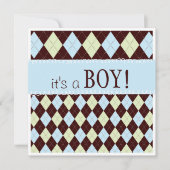 『スイート·ベビーアーガイル柄のブルー』 招待状 (正面)