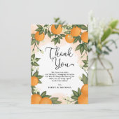 スイート ボタニカル シトラス オレンジ ベイビー シャワー フェイバーズ サンキューカード (スタンド正面)