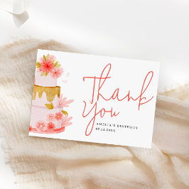 スイート モダンスクリプト ガールズ バースデーパーティー サンキューカード