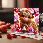 スイート ライク キャンディ ハイランド コー ヴァレンタイン カード