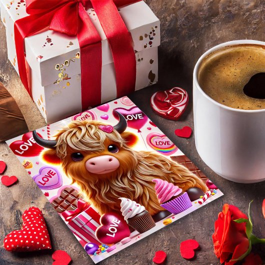 スイート ライク キャンディ ハイランド コー ヴァレンタイン カード