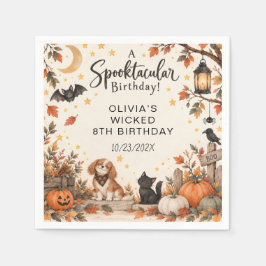 スイート・リトル・ウィッチ・ハロウィン水彩バースデー スタンダードカクテルナプキン