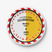 スイート レッド ホワイト キャンディ テーマ バースデー ペーパー プレート (正面)