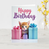 スイート・子猫ギフト 誕生日カード カード (黄色い花)