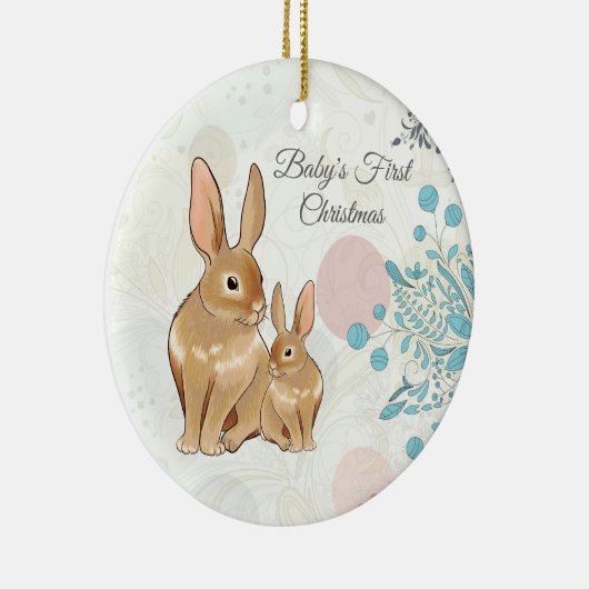 スイーパーソナライズされたトバニーズベビーの第1クリスマス セラミックオーナメント (右)