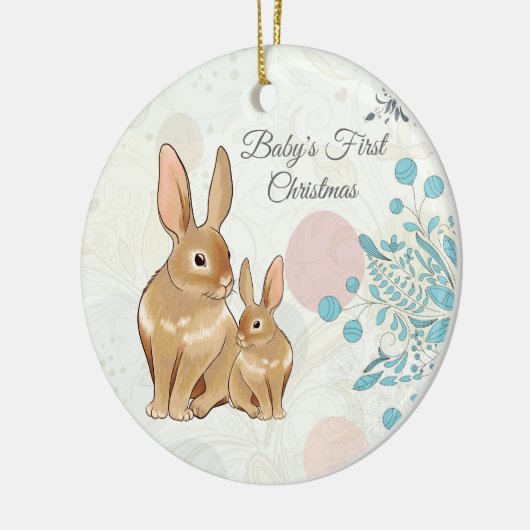 スイーパーソナライズされたトバニーズベビーの第1クリスマス セラミックオーナメント (左)