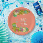 スイーモダント16ルアウ（ハワイ式宴会）16歳誕生パーティー ペーパープレート (パーティー)