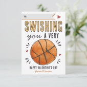 スウィッシュバスケットボールクラスルームのバレンタインデーカード 招待状 (スタンド正面)